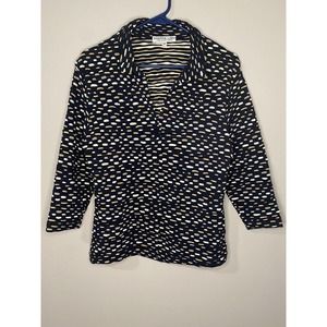 Andria Lieu Collection Size MEDIUM Textured 3/4 Sleeve Button Up Blouse Cardigan